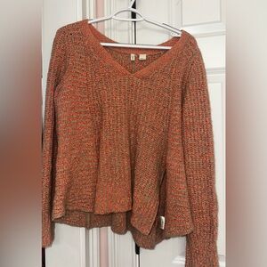 Moth V-Neck Sweater in Warm Orange